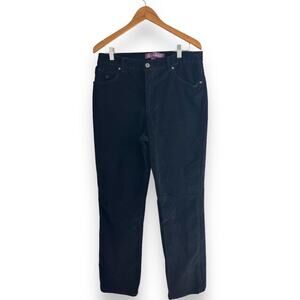 Y2K Gloria Vanderbilt Corduroy Pant Jeans Sz 14 Black Straight Leg High Rise
